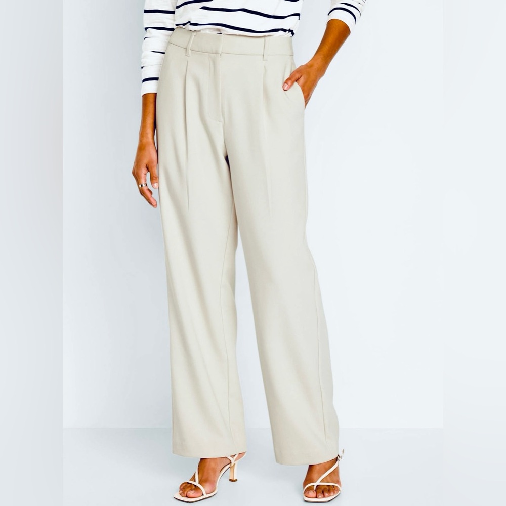 Old Navy Size M Silver Gray Extra High-Waisted Pleated Taylor Wide-Leg Trouser